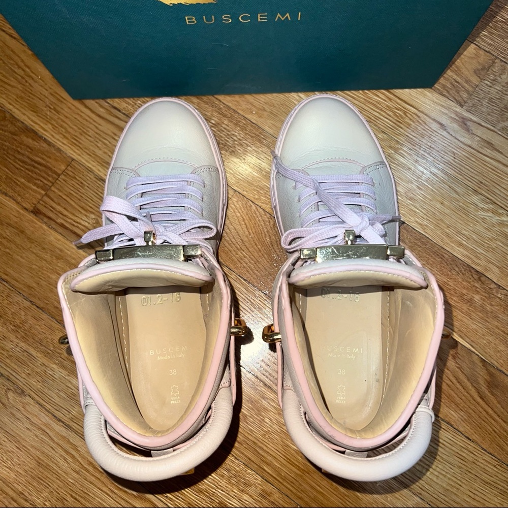 Womens BUSCEMI high-top 100MM sneaker in beige & pink size 38 - Picture 6 of 11